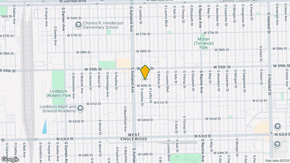 5947 S Justine St Map and Location Details