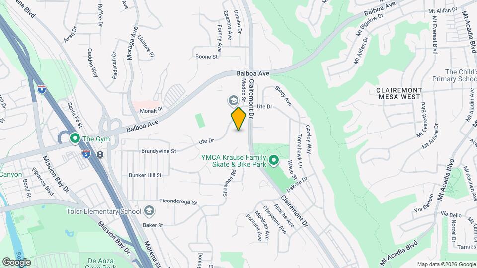 3652 Clairemont Dr Map and Location Details