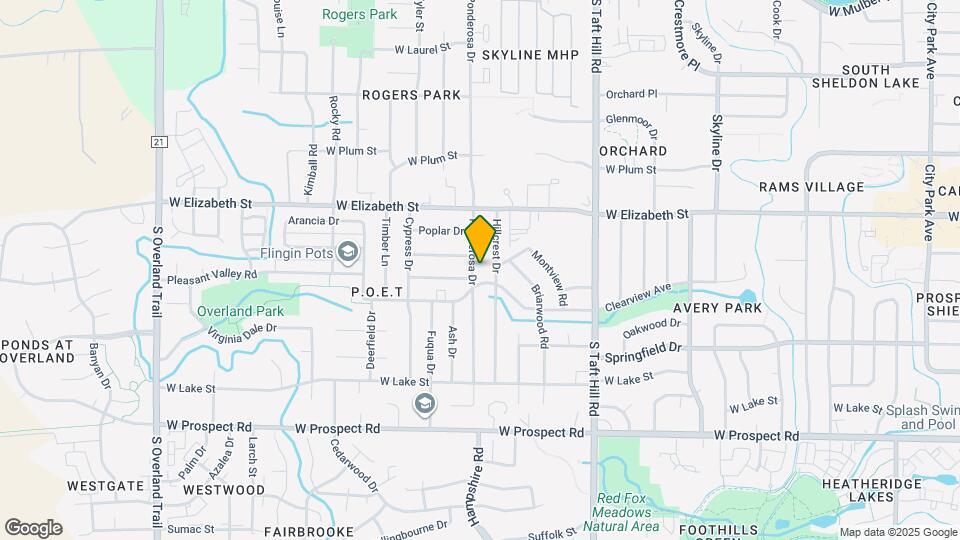 1036 Ponderosa Dr Map and Location Details