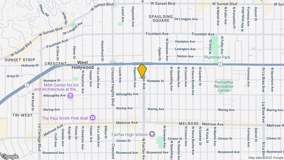 1003 N Fairfax Ave-Unit -PH3 Map and Location Details