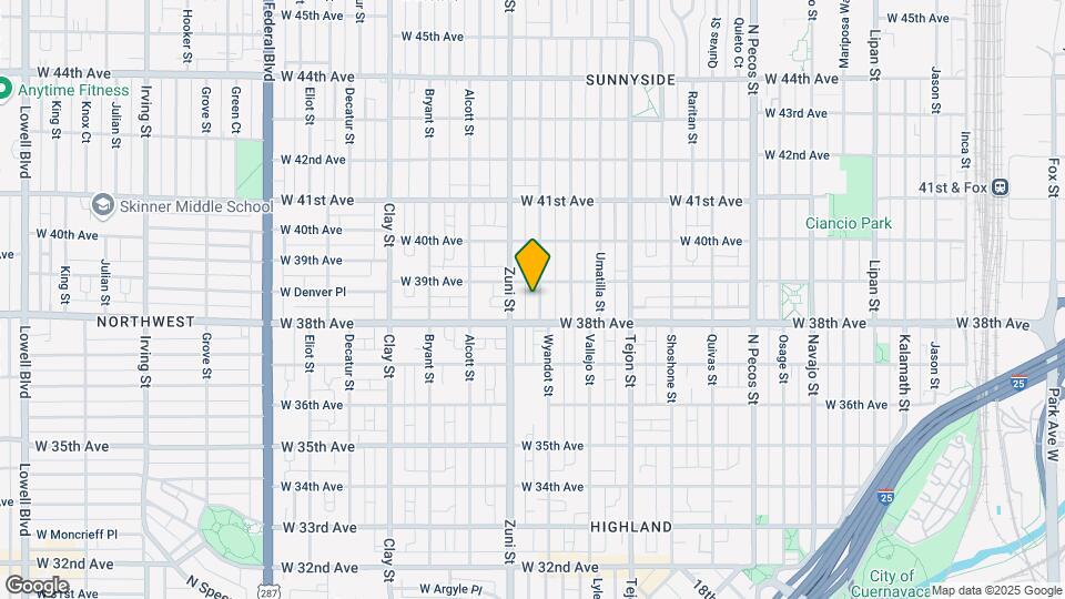 3835 Wyandot St Map and Location Details