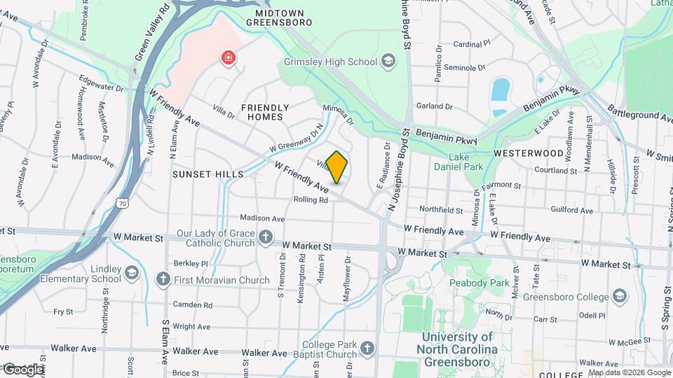 1802 W Friendly Ave Map and Location Details