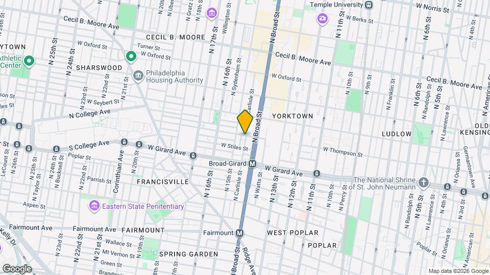 1254 N Carlisle St, Unit 2 Bedroom Mapa y Detalles de la Ubicación