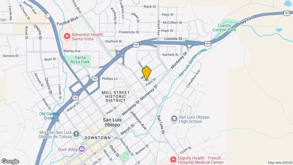 1544 Palm St Map and Location Details