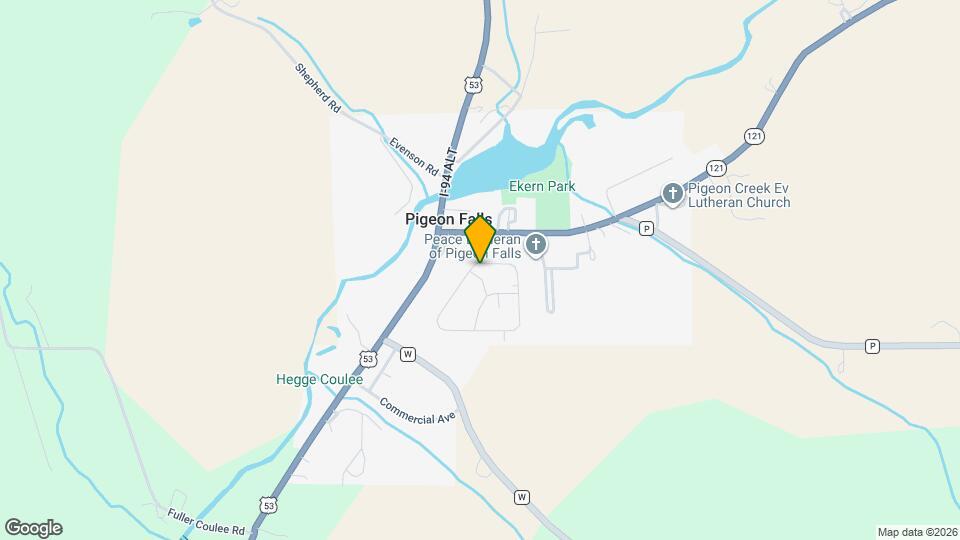 Pigeon Falls Map and Location Details