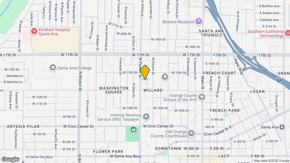 1401 N Flower St Map and Location Details