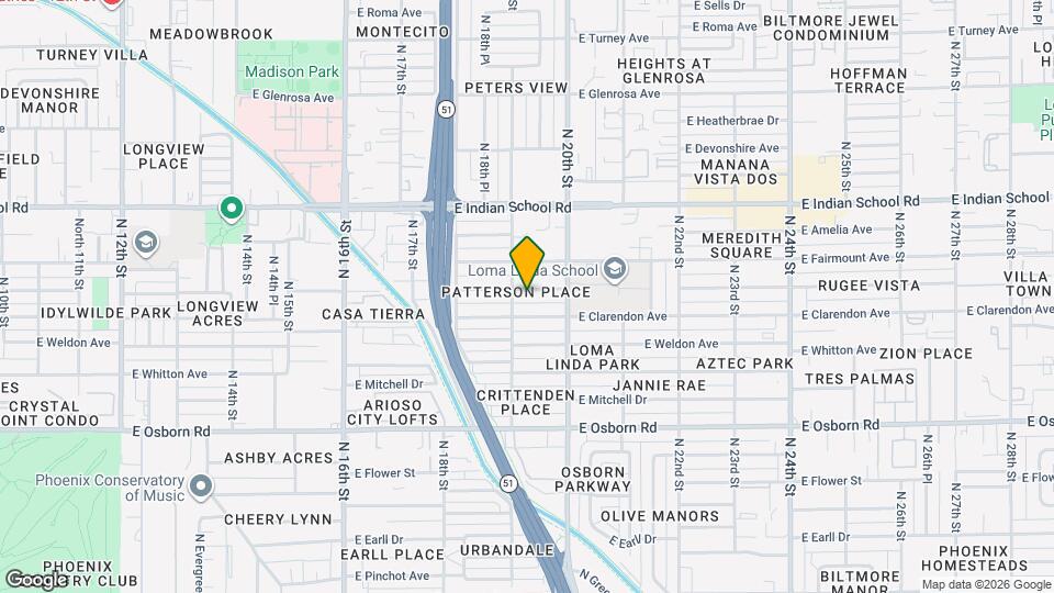 1909 E Indianola Ave Mapa y Detalles de la Ubicación