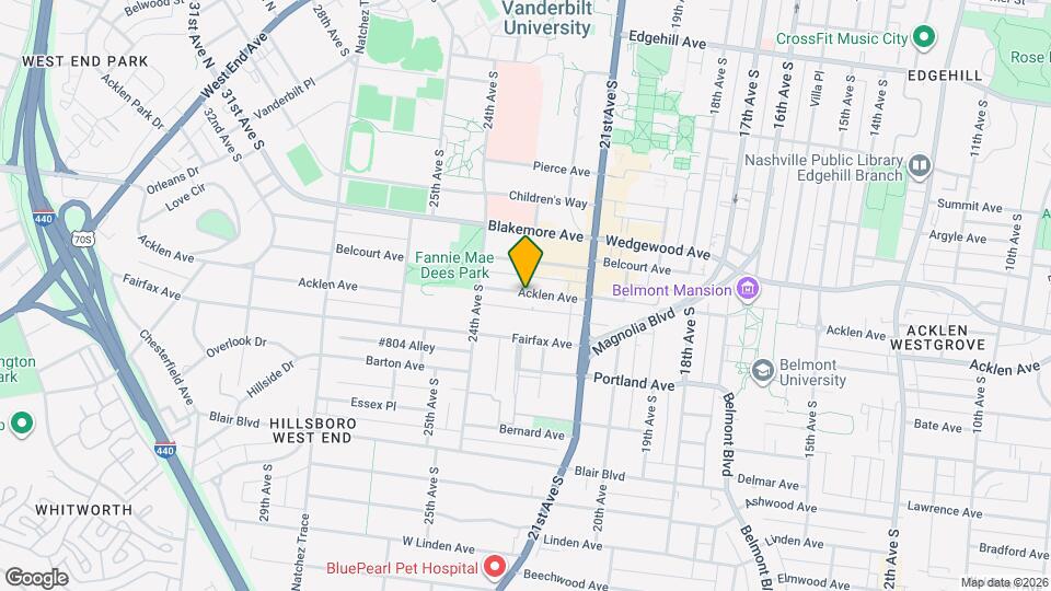 2125 Acklen Ave Map and Location Details