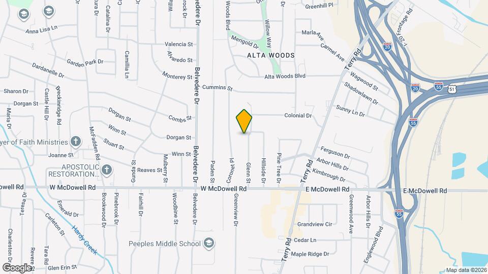 2615 Glenn St Map and Location Details