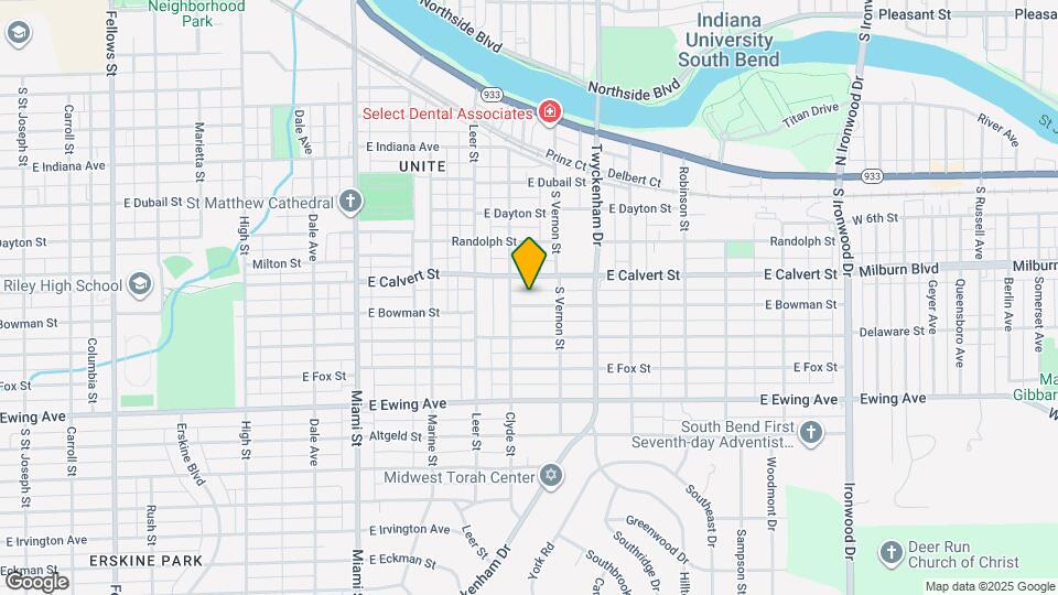 1343 E Bowman St Map and Location Details