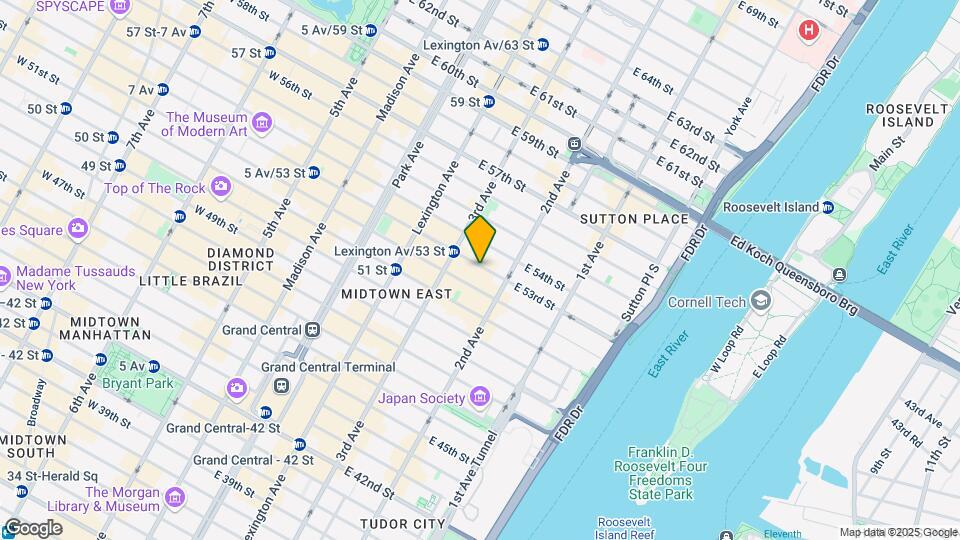 250 E 53rd St Mapa y Detalles de la Ubicación