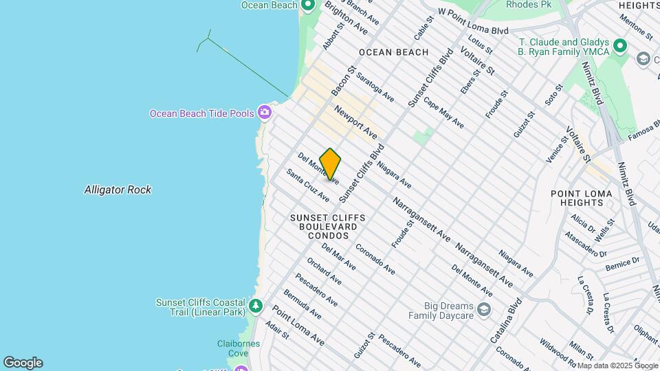 Del Monte Avenue Ocean Beach Mapa y Detalles de la Ubicación