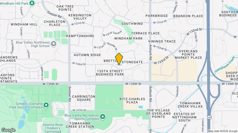 9105 W 132nd Terrace Map and Location Details