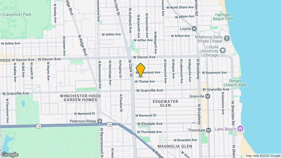 1526-1528 W Thome Ave Mapa y Detalles de la Ubicación