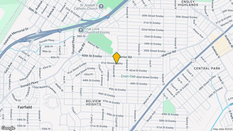 1309 41st Street Ensley Map and Location Details