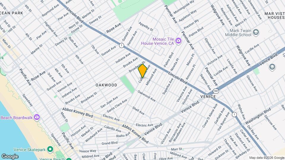 844 California Ave Map and Location Details