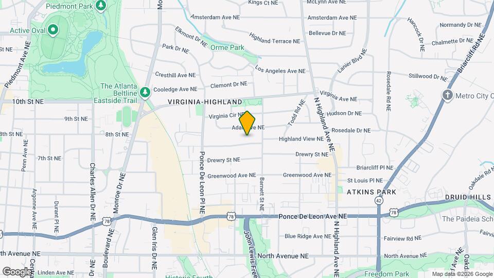 836 Ponce De Leon Terrace NE Map and Location Details