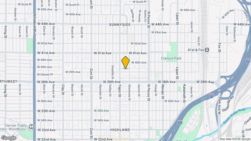 1925 W 39th Ave Map and Location Details