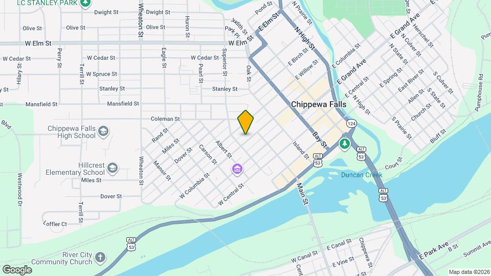 322 1/2-316-312 W Columbia St Map and Location Details