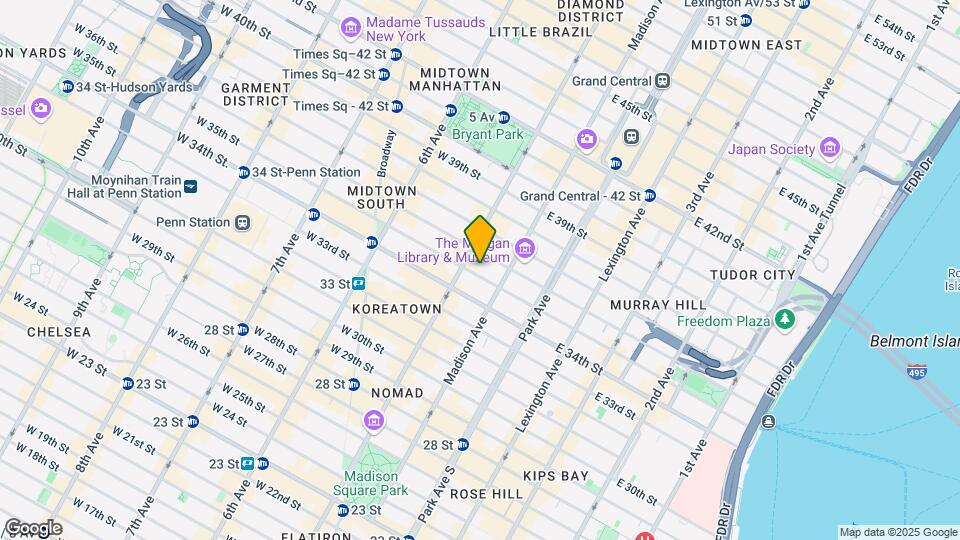 1 E 35th St Mapa y Detalles de la Ubicación