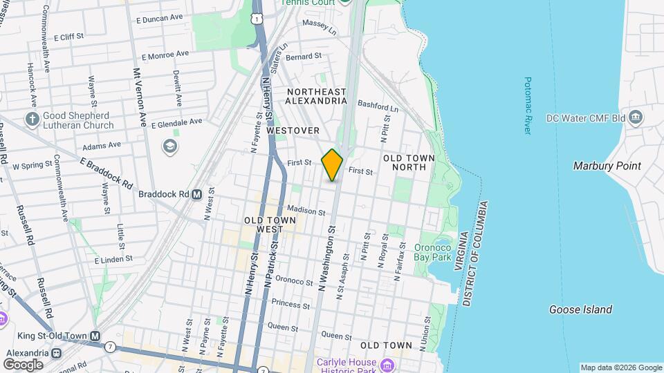 900 N Washington St, Unit 105E Map and Location Details