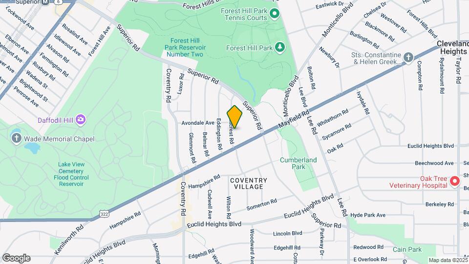 1647 Hillcrest Rd Map and Location Details