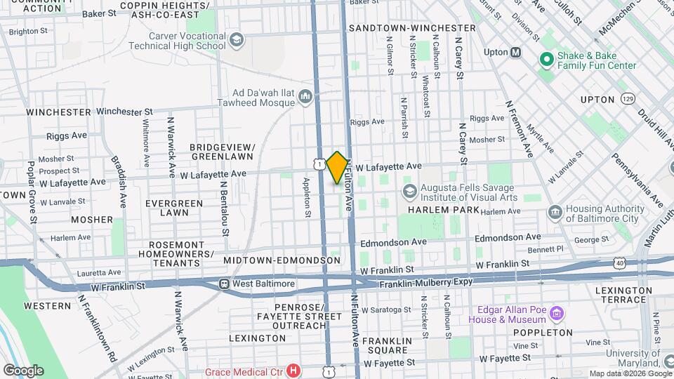 1816 W Lanvale St Mapa y Detalles de la Ubicación