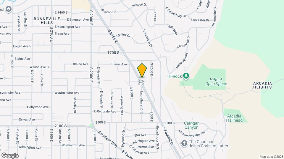 1825 S Foothill Dr Map and Location Details