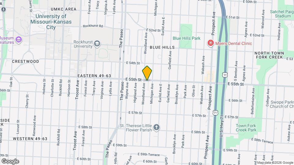 5505 Woodland Ave Map and Location Details