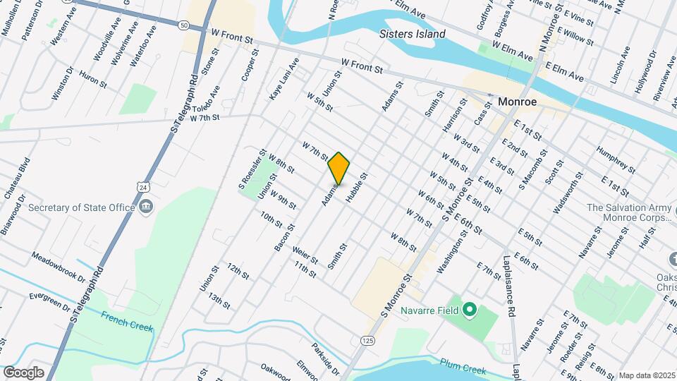 733 Adams St, Unit 1 upstairs Map and Location Details