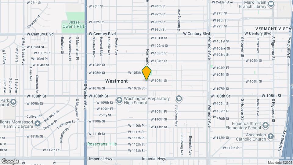 10605 S Normandie Ave Mapa y Detalles de la Ubicación