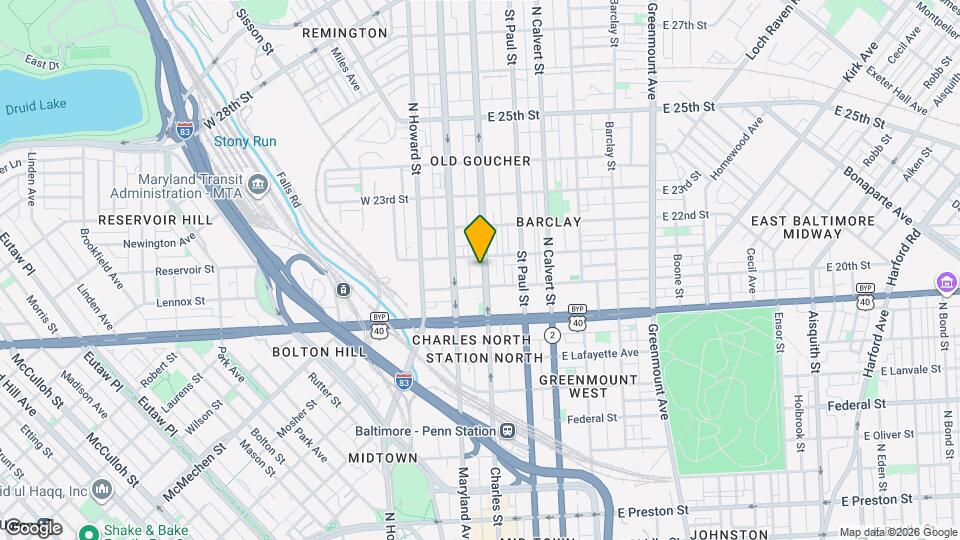 2014-2016 N Charles St Map and Location Details