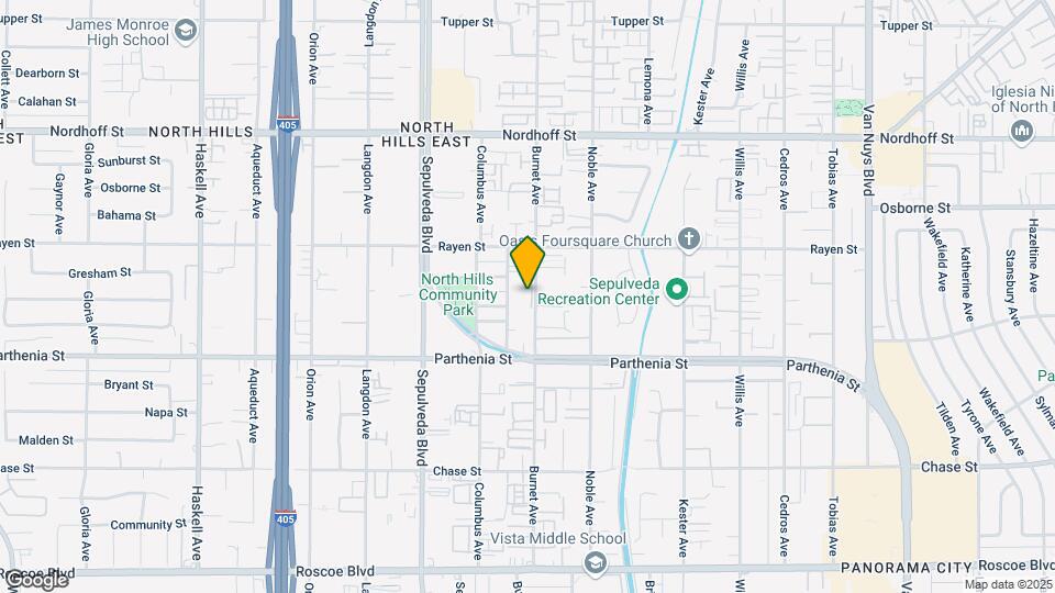8811 Burnet Ave Map and Location Details