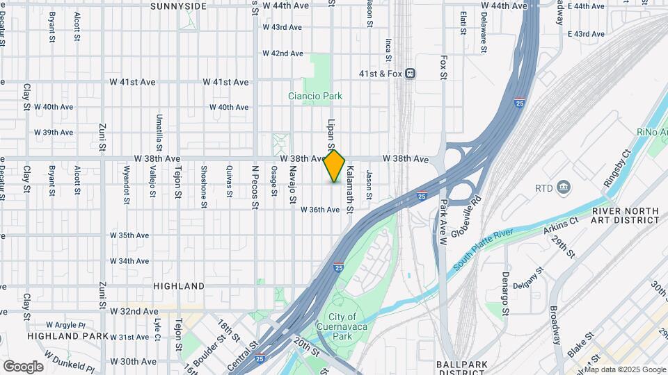 1222 W 37th Ave Map and Location Details
