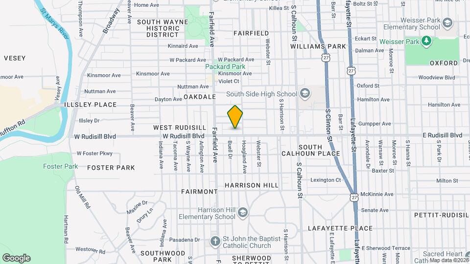 414 W Rudisill Blvd Map and Location Details
