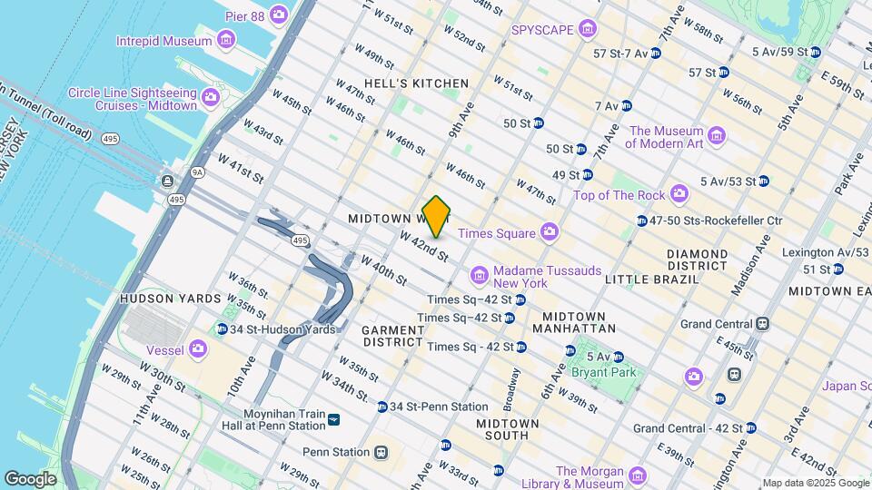 325 W 42nd St Mapa y Detalles de la Ubicación