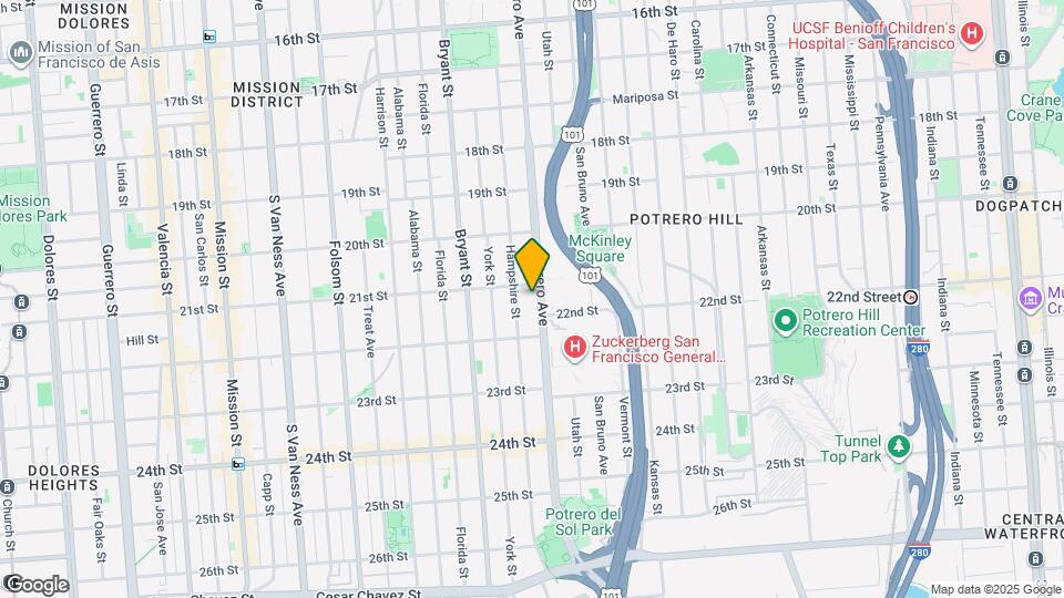 924 Potrero Ave, Unit Top Floor Mapa y Detalles de la Ubicación