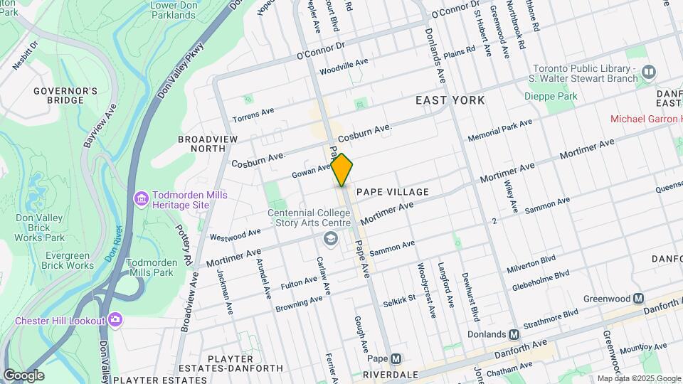960 Pape Ave Map and Location Details
