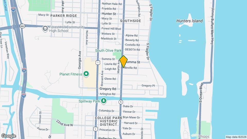 7606 S Olive Ave Map and Location Details