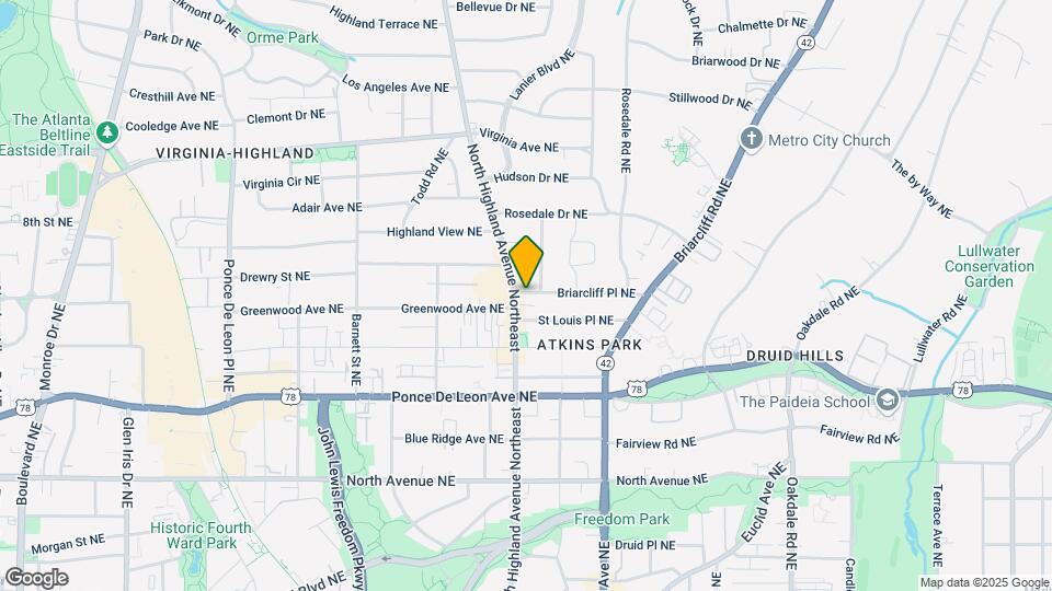 823 N Highland Ave NE Map and Location Details