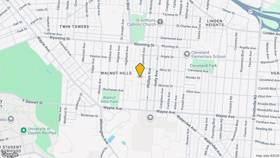 1241 Epworth Ave Map and Location Details