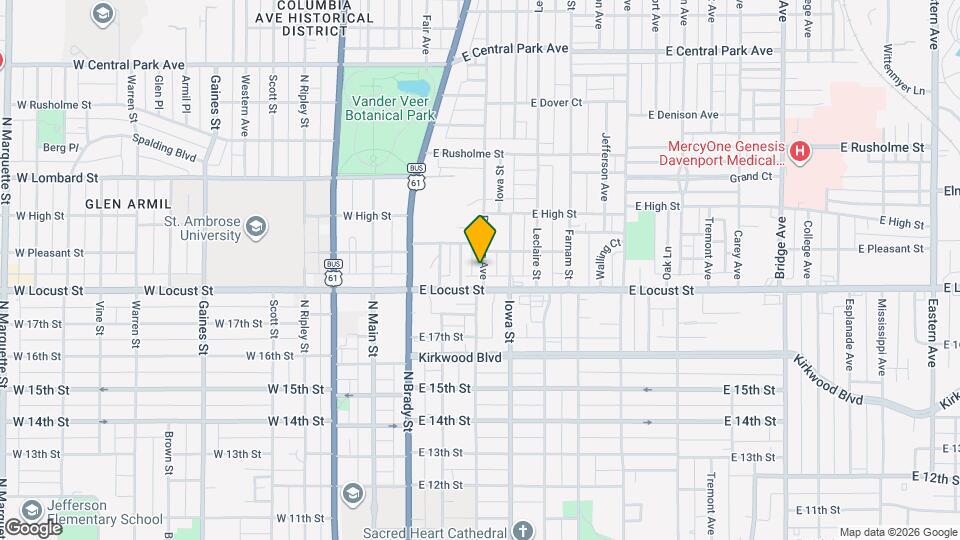 1916 1/2 Pershing Ave, Unit Upstairs Map and Location Details