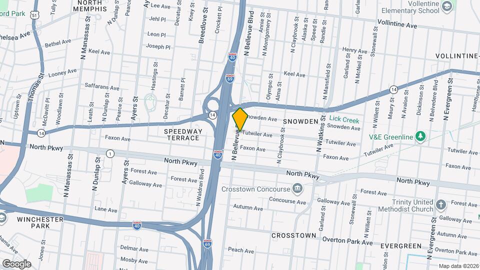 1191 Tutwiler Ave Map and Location Details