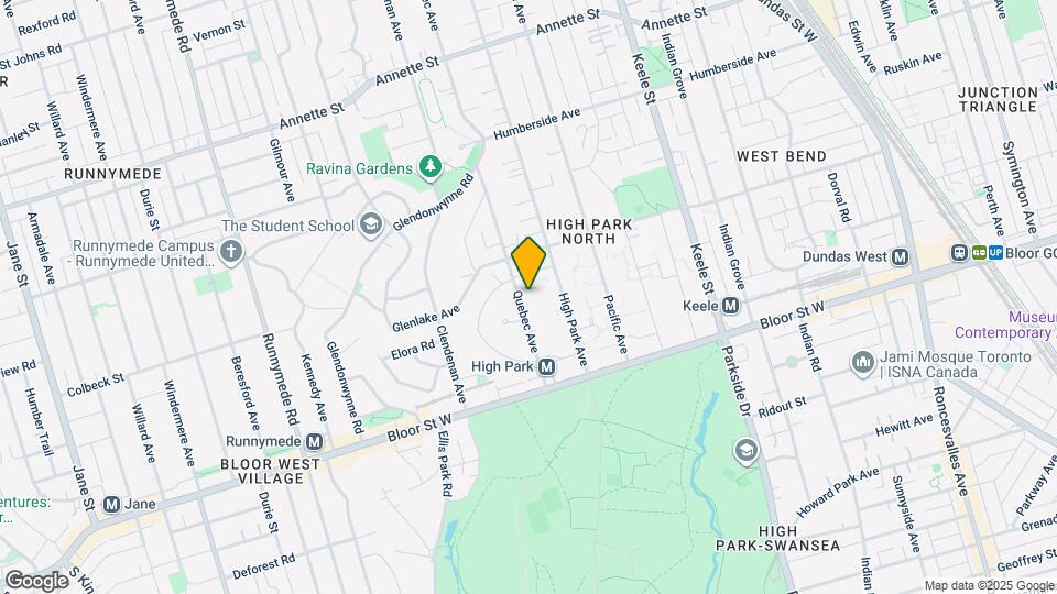 Large 1 bedroom in High Park close to subway. Map and Location Details