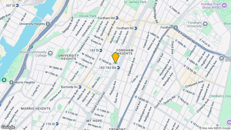 Geel East 182nd Street Mapa y Detalles de la Ubicación