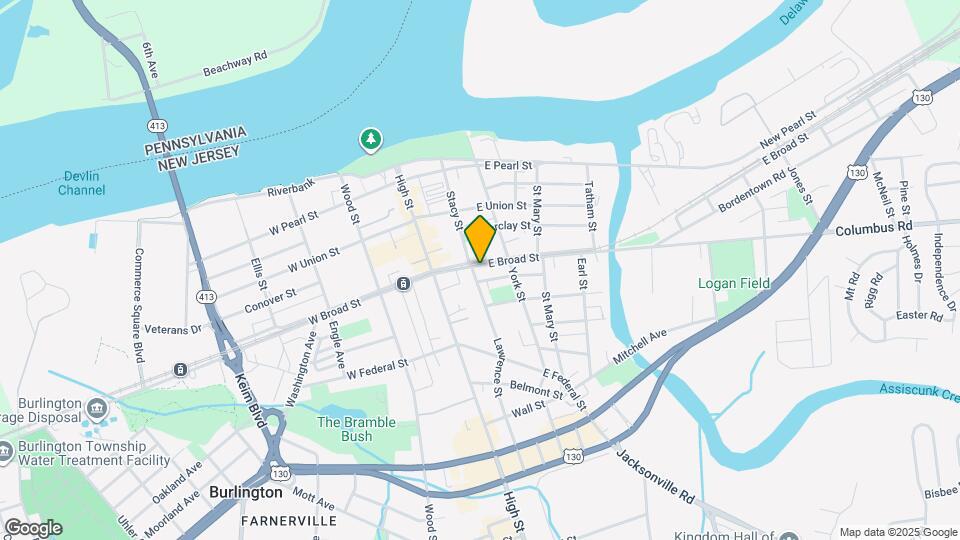 106 E Broad St Mapa y Detalles de la Ubicación