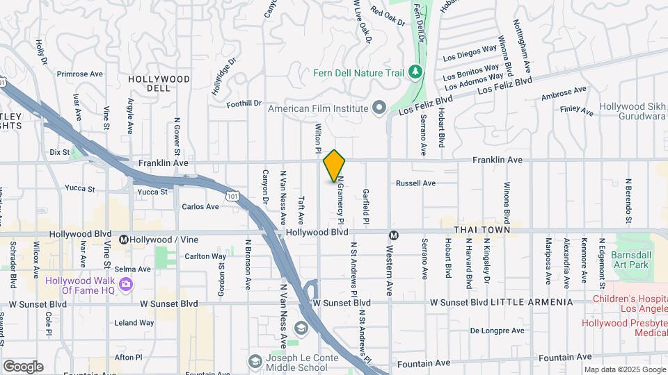 1825 N Gramercy Pl Map and Location Details