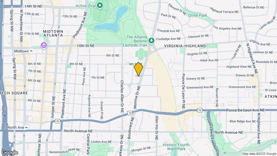 852 Monroe Dr NE Map and Location Details