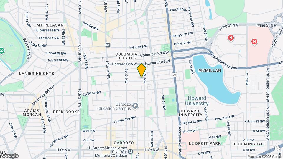1115 Fairmont St NW, Unit 1 Bedroom Map and Location Details