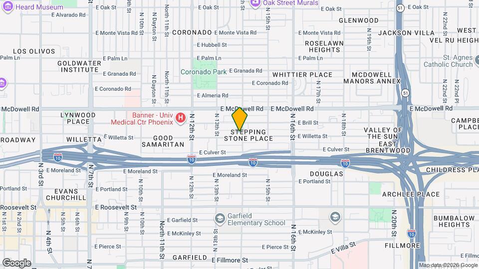 1342 E Willetta St Mapa y Detalles de la Ubicación